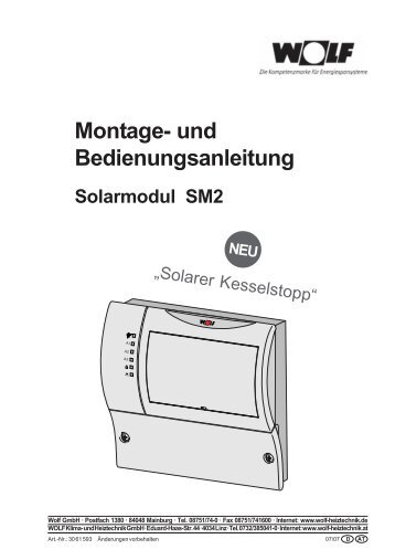 Montage- und Bedienungsanleitung Solarmodul SM2 - Wolf