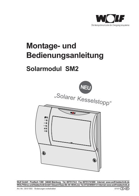 Montage- und Bedienungsanleitung Solarmodul SM2 - Wolf