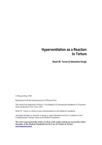 Hyperventilation as a Reaction to Torture - Freedom from Torture