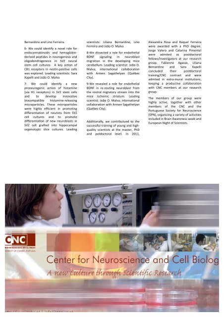 Annual Report of Activities CNC 2011 - Center for Neuroscience and ...