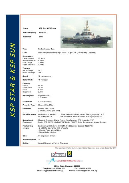 KSP STAR & KSP SUN - Keppel Smit Towage Pte Ltd