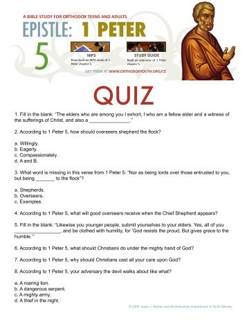 1 Peter 5 quiz - Orthodox Christian Bible Studies