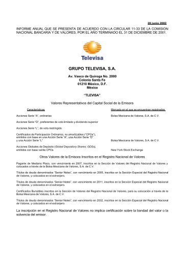 GRUPO TELEVISA, S.A.