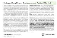 CenturyLink Long Distance Service Agreement (Residential Service)