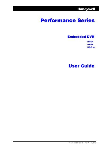 HRG Performance Series DVR User Guide - NoCrook