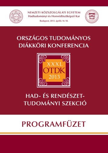 programfÃ¼zet - HadtudomÃ¡nyi Ã©s HonvÃ©dtisztkÃ©pzÅ Kar - Nemzeti ...