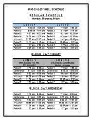 Bell Schedule IRHS 2012-2013