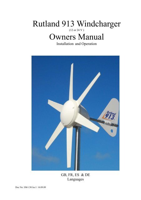 Rutland 913 Windcharger Owners Manual - Solar &amp; Wind Store ...