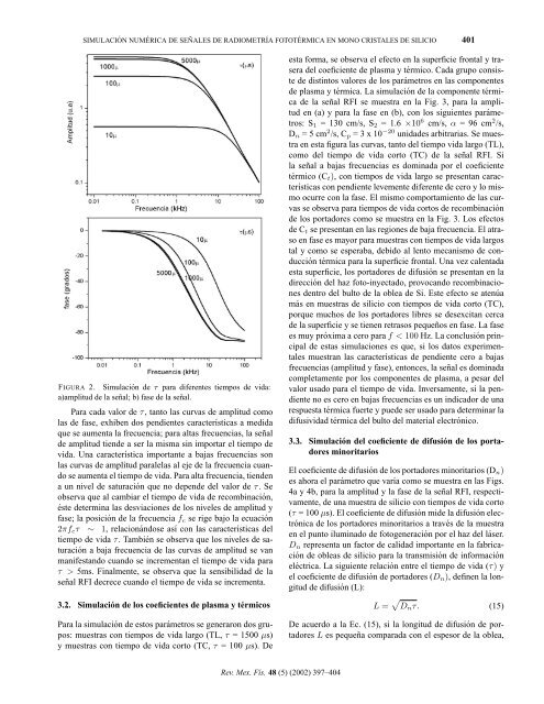 Simulación numérica de señales de radiometría fototérmica en ...