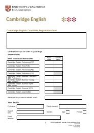 Cambridge English Candidate Registration form