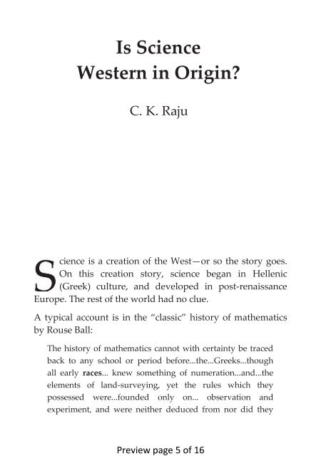 Is Science Western in Origin Preview - CK Raju