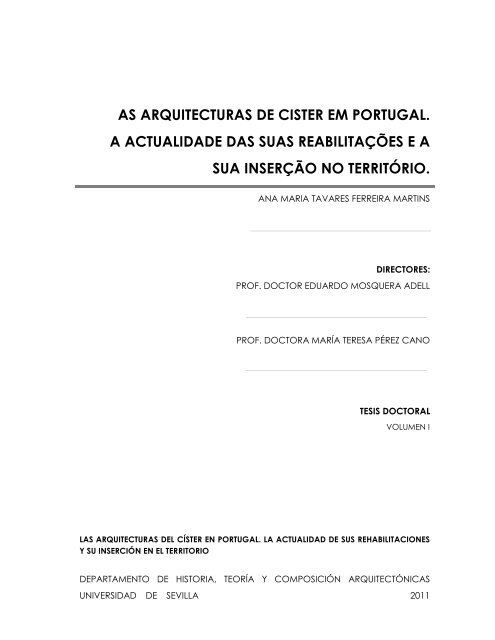 as arquitecturas de cister em portugal. a actualidade ... - Ubi Thesis
