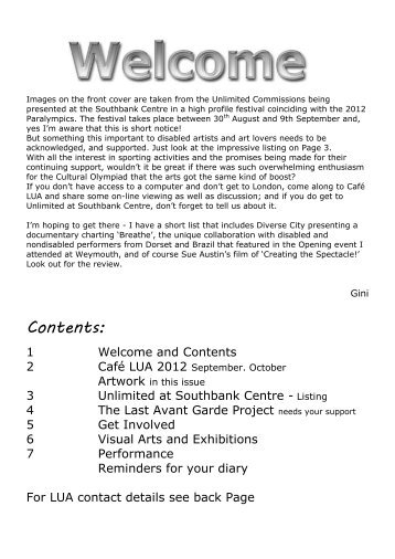 Contents: - Salisbury Arts Centre