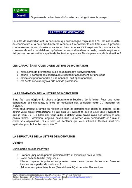 Astuces pour rediger une lettre de motivation - Logistique conseil