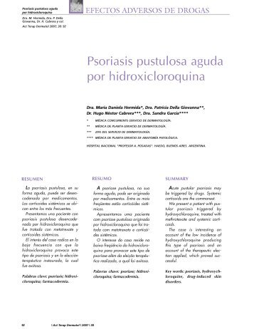 Psoriasis pustulosa aguda por hidroxicloroquina