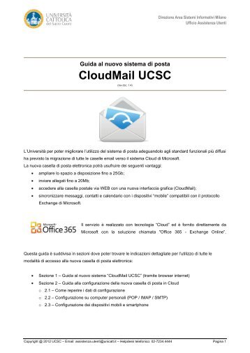 Guida al nuovo sistema di posta CloudMail - UniversitÃ  Cattolica del ...