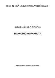 technickÃ¡ univerzita v koÅ¡iciach informÃ¡cie o Å¡tÃºdiu ekonomickÃ¡ ...