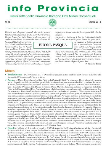 info Provincia - Provincia Romana dei Frati Minori Conventuali