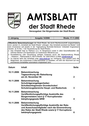 AMTSBLATT - Stadt Rhede