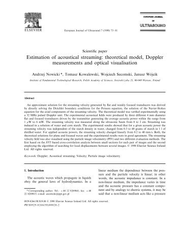 Estimation of acoustical streaming - Fluid.ippt.pan.pl