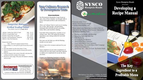 Developing a Recipe Manual - Sysco Food Services of Hampton ...