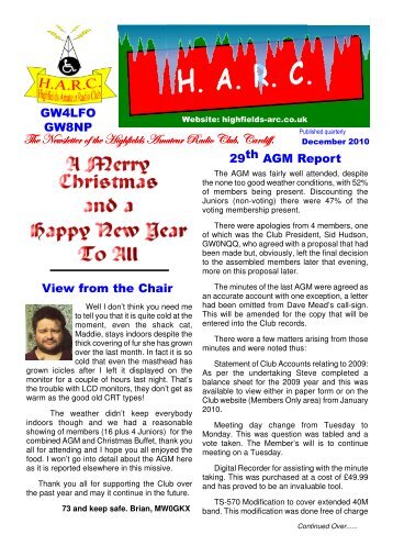 December - Highfields Amateur Radio Club