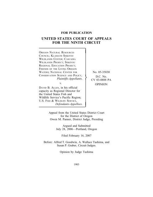 oregon natural resources council v allen - Sierra Forest Legacy