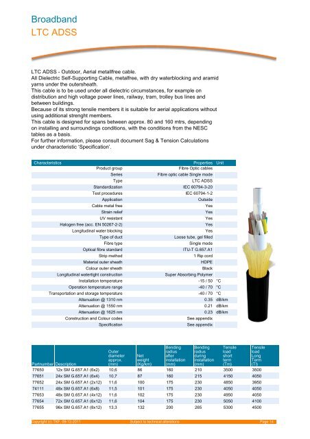 Cable construction and colour code