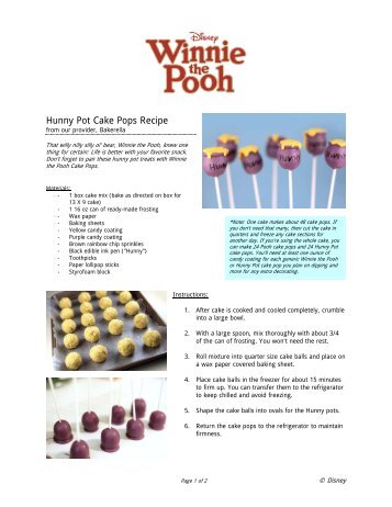 WTP â Family.com Winnie The Pooh Hunny Pot Cake Pops Recipe