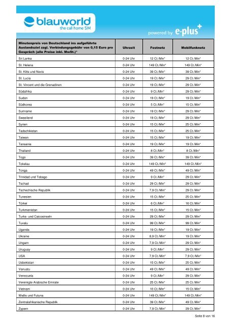 blau Mobilfunk GmbH blauworld Preisliste für - Prepaid-wiki