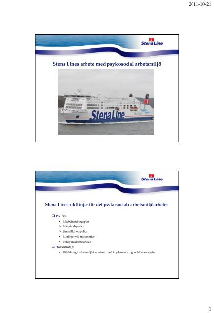 Stena Lines arbete med psykosocial arbetsmiljÃ¶ (pdf)