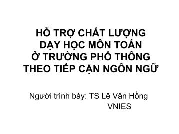 Giáo viên - TS. Lê Văn Hồng - VVOB