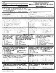 Physical Activity & Nutrition Behaviors Monitoring Form - Eat Smart ...