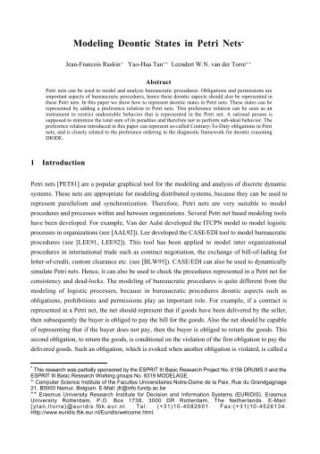 Modeling Deontic States in Petri Nets* - Euridis