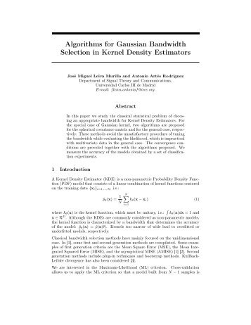 Algorithms for Gaussian Bandwidth Selection in Kernel Density ...