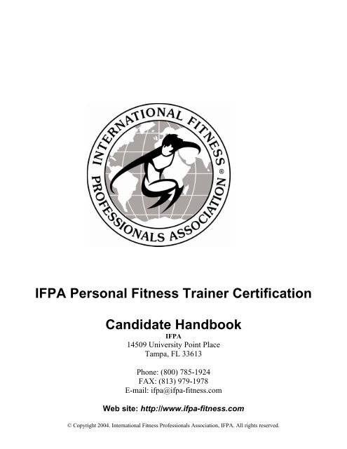 IFPA Personal Fitness Trainer Certification Candidate Handbook