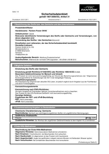 Sicherheitsdatenblatt - Korb Schmierstoffe