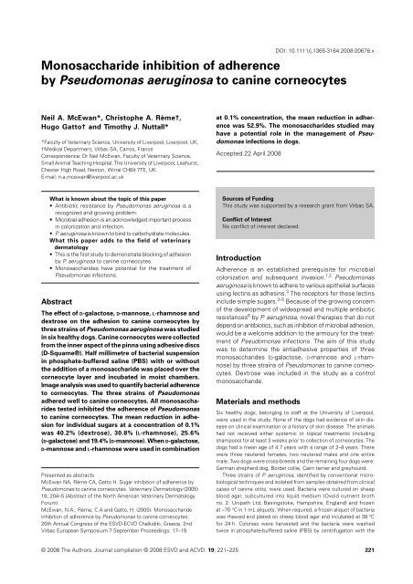 Monosaccharide inhibition of adherence by Pseudomonas ...