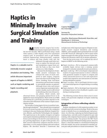 Haptics in minimally invasive surgical simulation and training - KFUPM