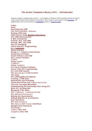 The Active Template Library (ATL) - Introduction ... - Tenouk C & C++