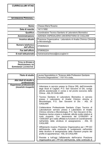 Chessa Maria Rosaria - Laboratorio Analisi - AouCagliari