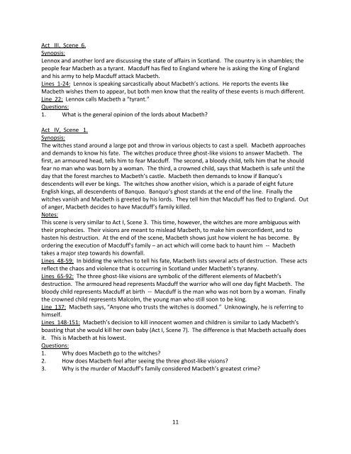 1 Macbeth Study Guide (prepared by student teacher Alan Newton ...