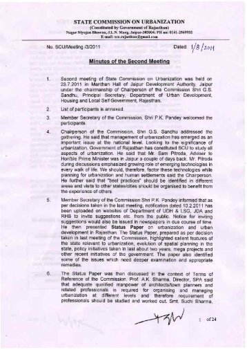 MINUTES OF SECOND MEETING - Rajasthan Housing Board ...