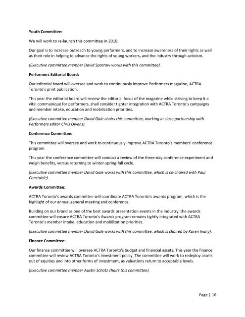 Operating Plan - ACTRA Toronto