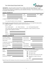 New Patient Family Report Form - Delnor Hospital