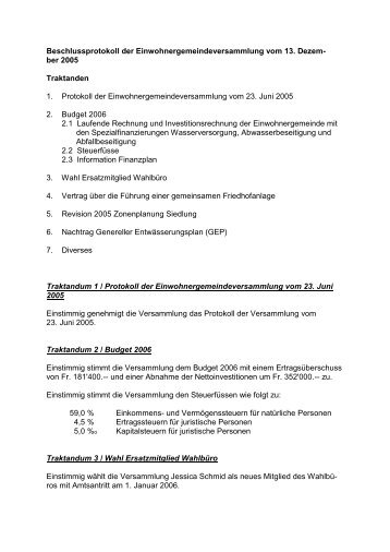 Protokoll - Gemeinde Arisdorf