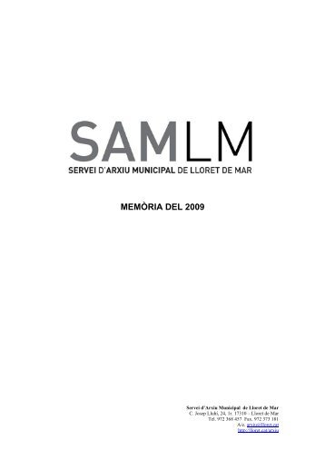 MemÃ²ria del Servei d'Arxiu Municipal de l'any 2009 - Ajuntament de ...