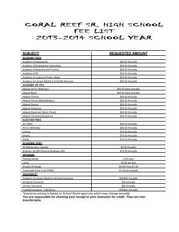 2011-2012 Fee List