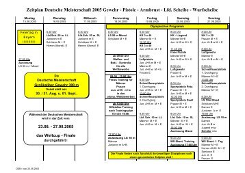 Zeitplan Deutsche Meisterschaft 2005 Gewehr ... - Lothar Glebe