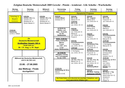 Zeitplan Deutsche Meisterschaft 2005 Gewehr ... - Lothar Glebe